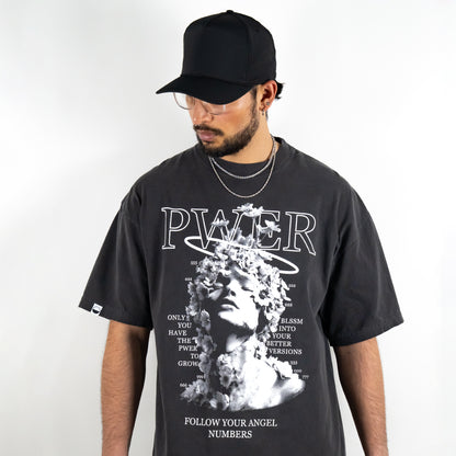 Angel Numbers Heavyweight Shirt - Washed Out Grey